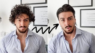 CURLY TO STRAIGHT MENS HAIR TUTORIAL  Rowan Row [upl. by Pharaoh]