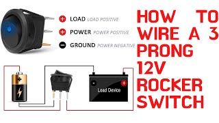 How to wire a 3 prong 12v Illuminated rocker switch [upl. by Enyamrahs]