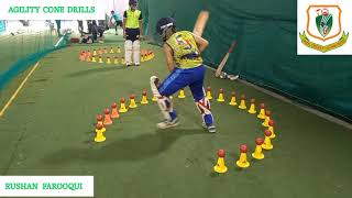 🏏 BATTING AGILITY CONE DRILLS 🏏 RUSHAN FAROOQUI 🏏CRICKET COACH KADIR PATEL 🏏 [upl. by Attiuqal131]