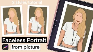 How To Draw Faceless Portrait with Procreate Tutorial  Digital Illustration Portrait from Photo [upl. by Ai88]