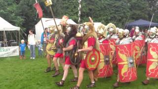 Roman Reenactment at the Amphitheatre in Caerleon Marching In [upl. by Aisinoid]