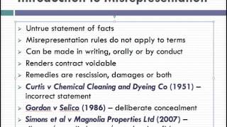 Misrepresentation Lecture 1 of 4 [upl. by Golden]