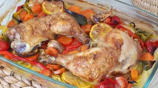 POLLO con VERDURAS al horno fácil ¡Rápido y Exquisito [upl. by Alard]