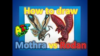 How to draw Mothra vs Rodan [upl. by Xylon]