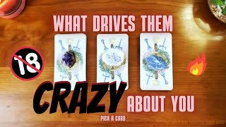 18 WHAT DRIVES THEM CRAZY ABOUT YOU 💋🥵 Pick a Card Tarot Reading 🔮 [upl. by Halehs640]